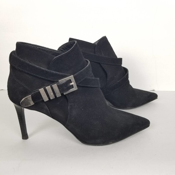 Saint Laurent black suede heeled booties, size 37 - Picture 5 of 9